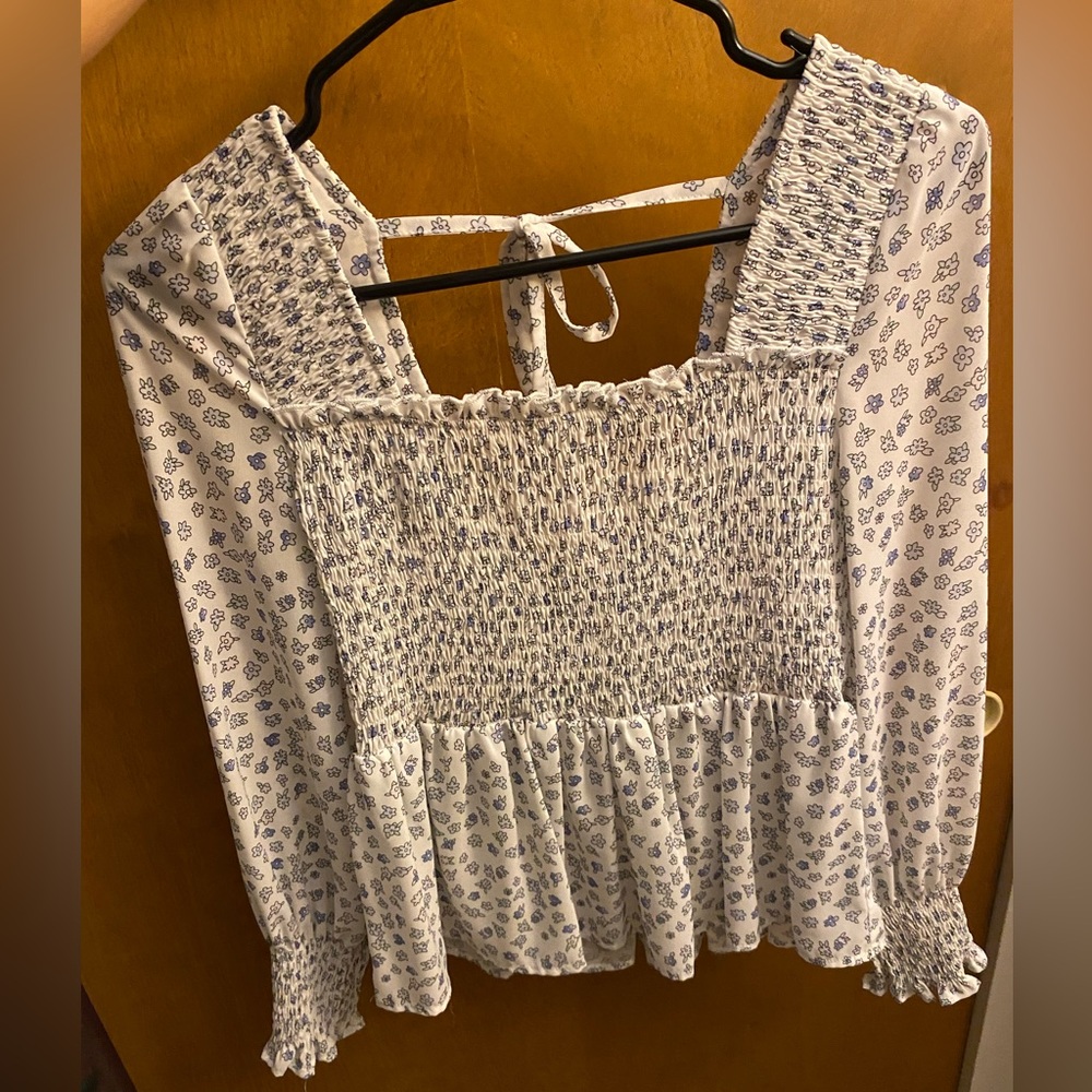 Floral Smocked Peasant Blouse
